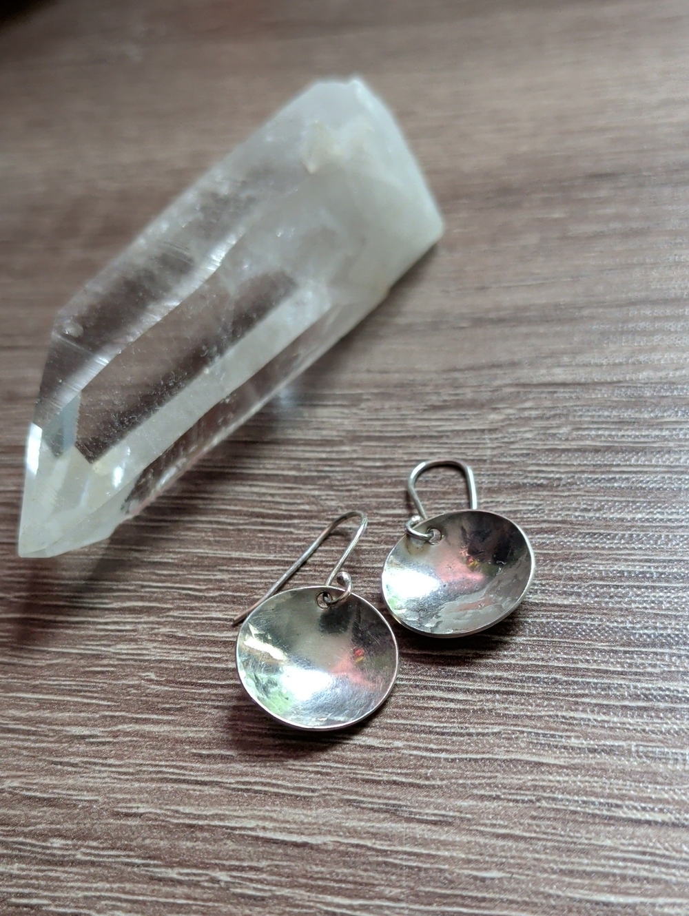 Sterling Silver Disc Drop Earrings - Polished Silver